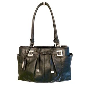 MOVING SALE! Tignanello Medium Size Black Pebbled Leather Handbag w/ Bow